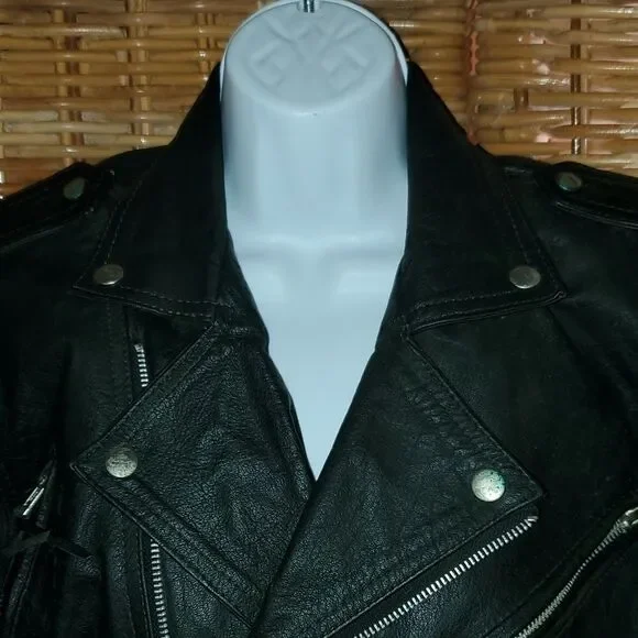 Vintage Wilson Leather Biker Moto Jacket 90 display picture 3